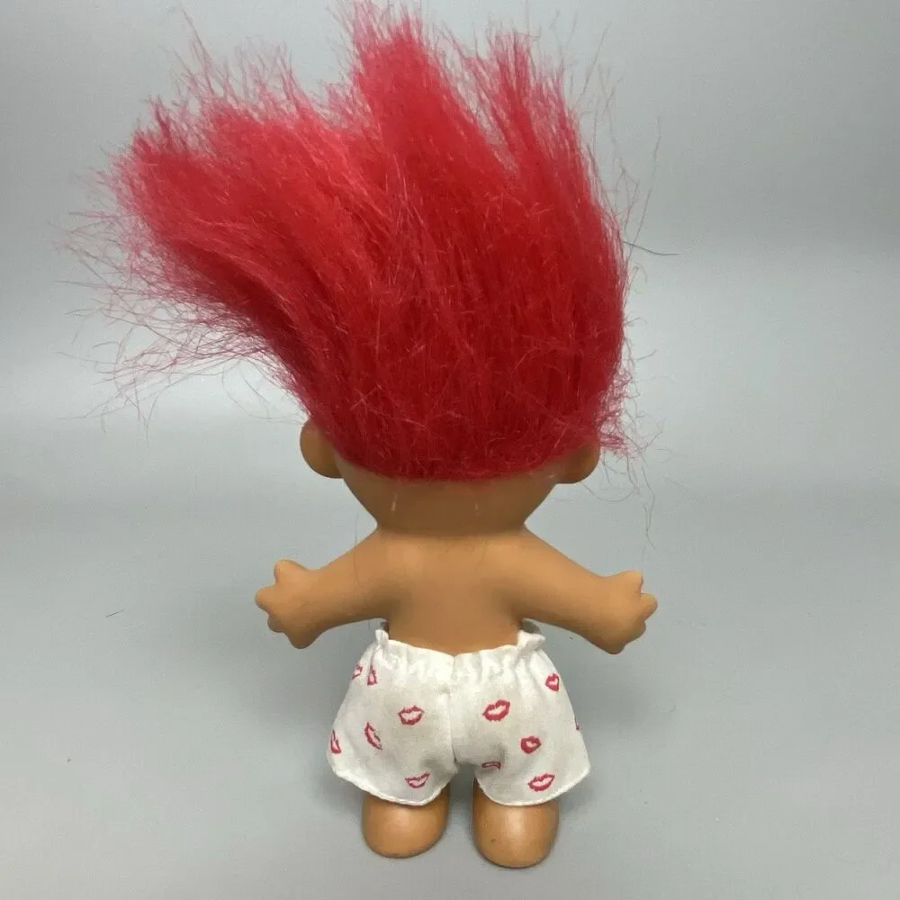 Vintage Russ Troll Dolls Red Purple Pink Hair Russ Trolls Dressed Nude Lot of 4